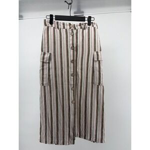 Love Tree Striped Button, Linen Blend,‎ Stripe, Casual Dress, Women's Size L